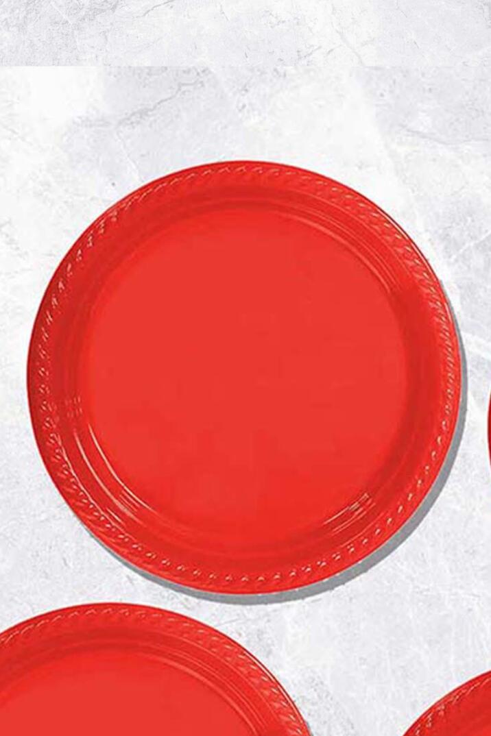 Kırmızı Karton Tabak Yuvarlak 8 Adetli Paket - 1