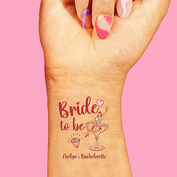 Kişiye Özel Kırmızı Konsept Bride to be Dövme - 1