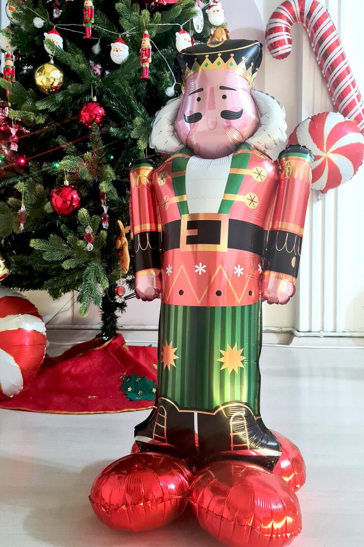 Kırmızı Kurşun Asker Folyo Balon Yılbaşı Balonu Fındıkkıran Nutcracker Şekilli Folyo Balon - 1