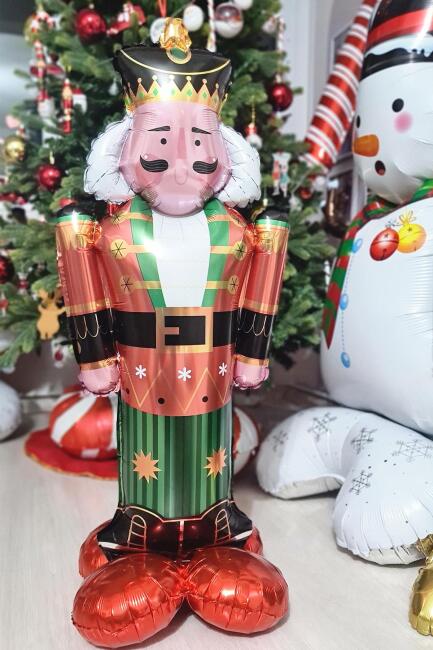 Kırmızı Kurşun Asker Folyo Balon Yılbaşı Balonu Fındıkkıran Nutcracker Şekilli Folyo Balon - 2