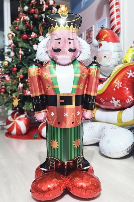 Kırmızı Kurşun Asker Folyo Balon Yılbaşı Balonu Fındıkkıran Nutcracker Şekilli Folyo Balon - 3