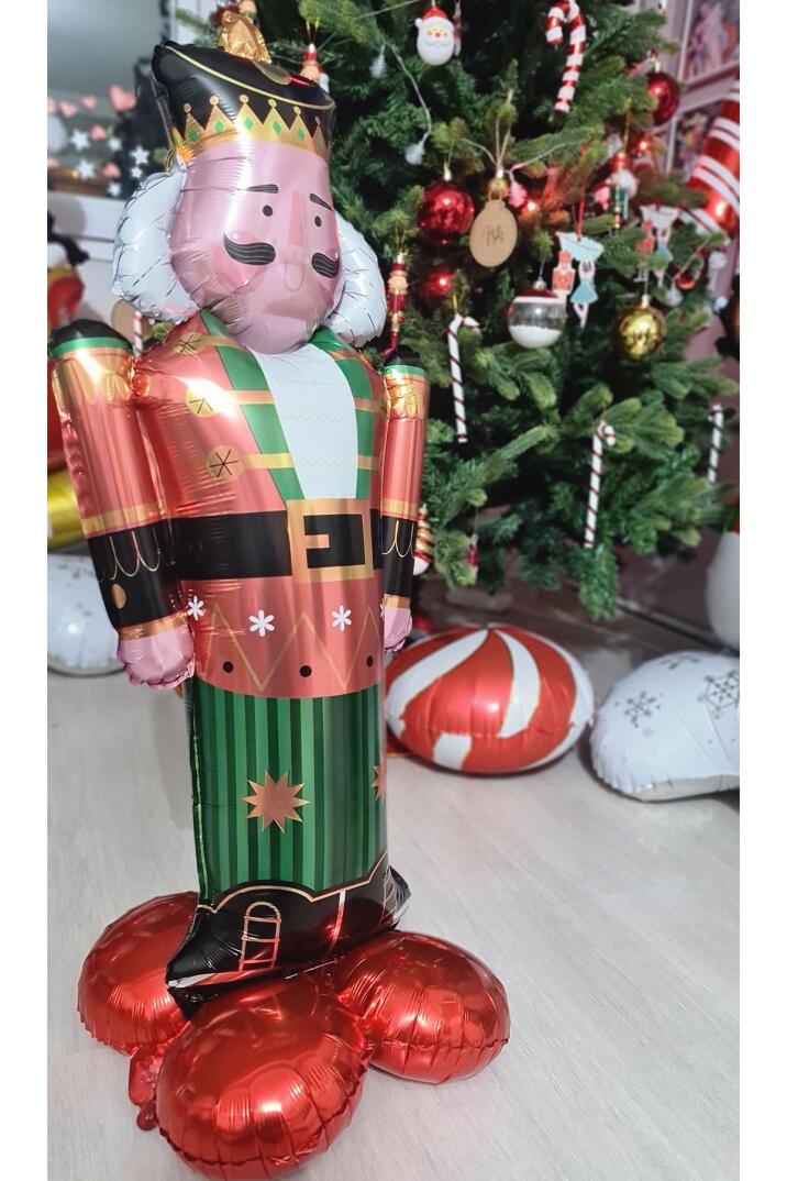 Kırmızı Kurşun Asker Folyo Balon Yılbaşı Balonu Fındıkkıran Nutcracker Şekilli Folyo Balon - 4