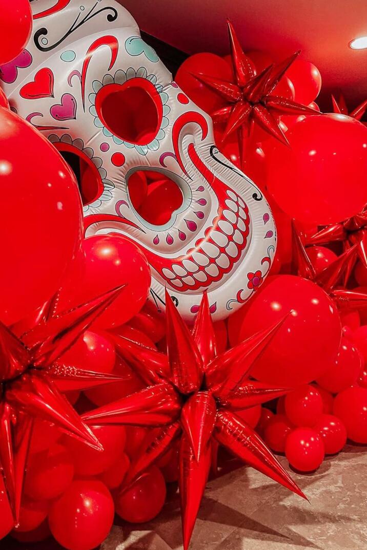 Kırmızı Kutup Yıldızı Folyo Balon Tek Parça Büyük Kutup Yıldız Balon 27inç 70cm - 2