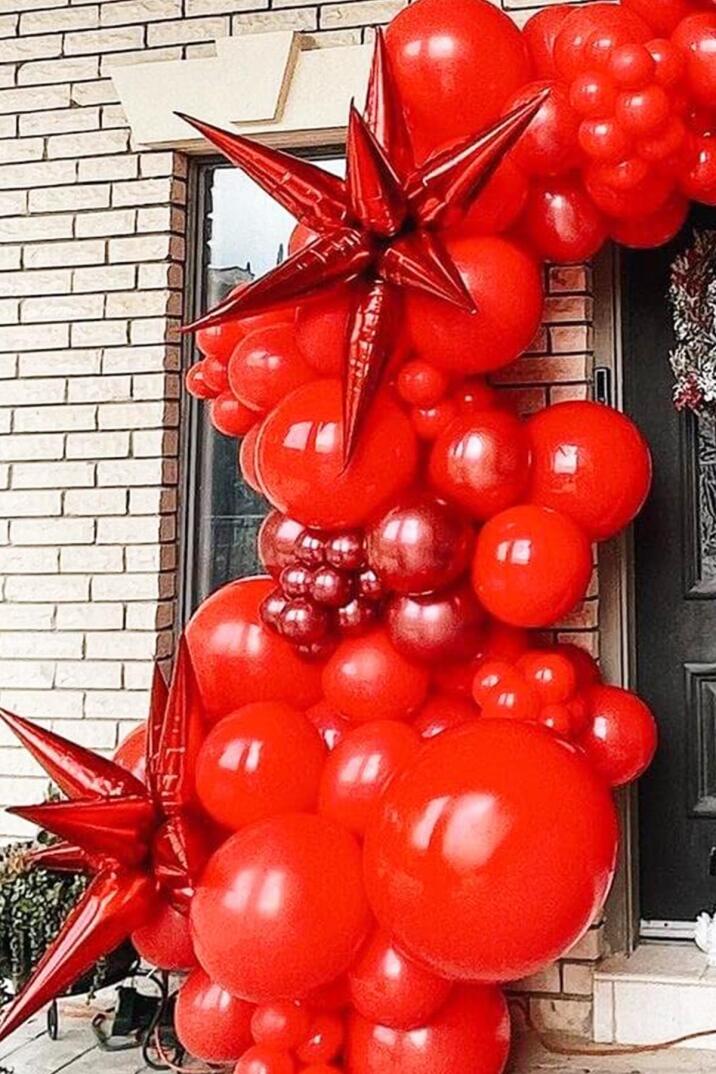 Kırmızı Kutup Yıldızı Folyo Balon Tek Parça Büyük Kutup Yıldız Balon 27inç 70cm - 3