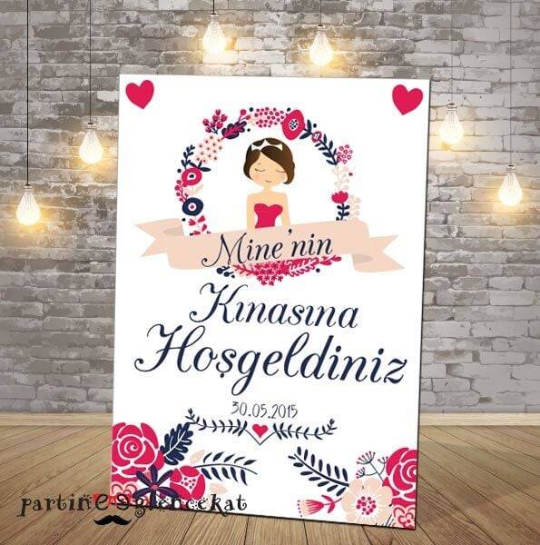 Kırmızı - Lacivert Konsept Kına Gecesi Panosu - 1
