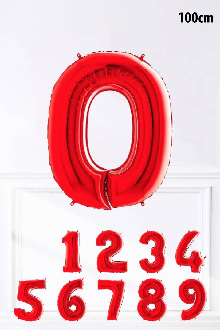 Kırmızı Rakam Folyo Balon Büyük Boy Kırmızı Sayı Yaş Balonu 100cm 40inç - 2