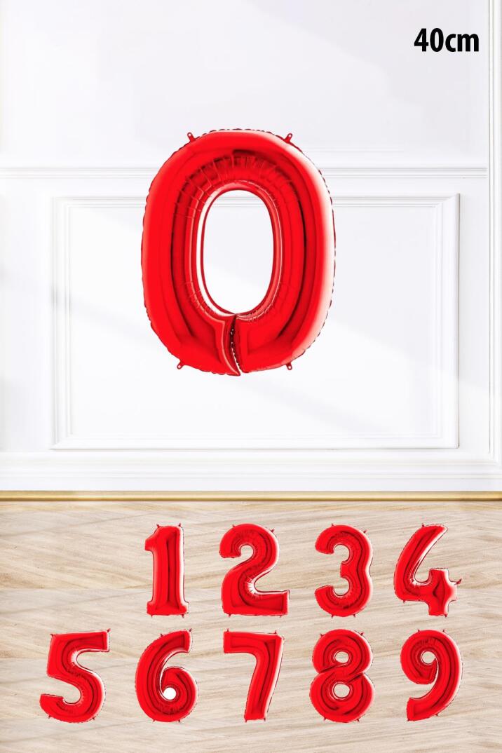 Kırmızı Rakam Folyo Balon Kırmızı Yaş Balonu Sayı Balonlar 16 inç 40 cm - 2