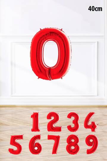 Kırmızı Rakam Folyo Balon Kırmızı Yaş Balonu Sayı Balonlar 16 inç 40 cm - 2