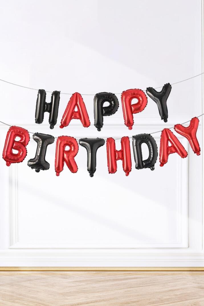Kırmızı Siyah Happy Birthday Yarış Konsept Doğum Günü Balon Seti - 2