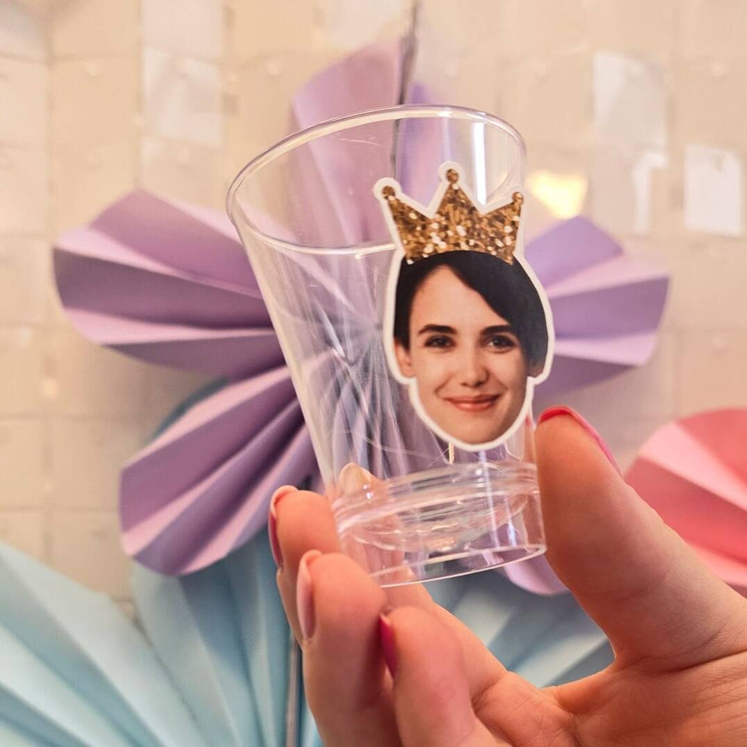 Kişiye Özel Altın Taçlı Fotoğraflı Plastik Shot Bardağı 5li - 2