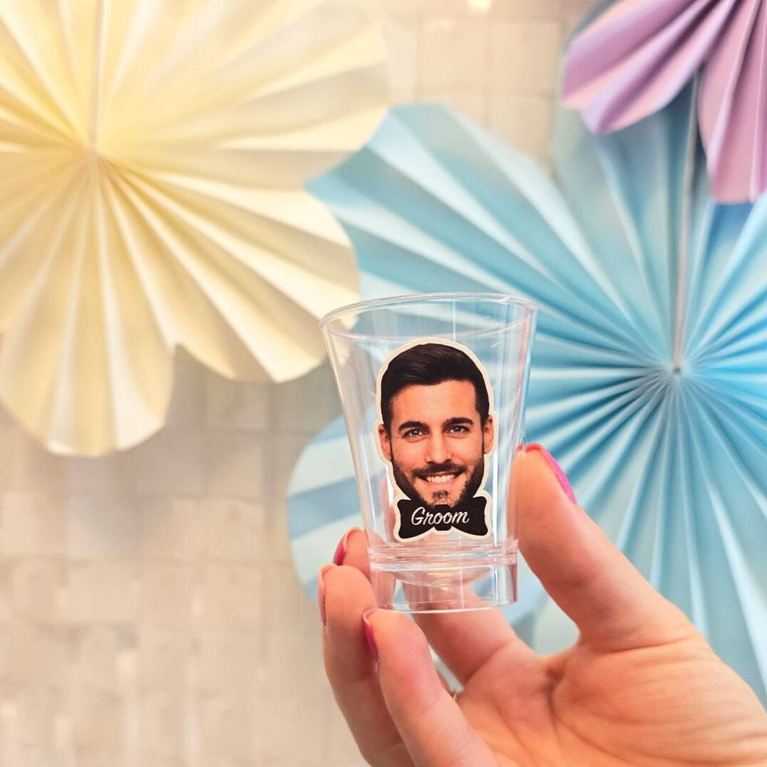 Kişiye Özel Damat Fotoğraflı Plastik Shot Bardağı 5li - 1