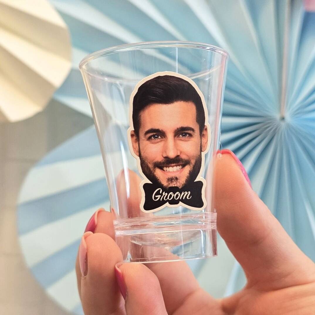 Kişiye Özel Damat Fotoğraflı Plastik Shot Bardağı 5li - 2