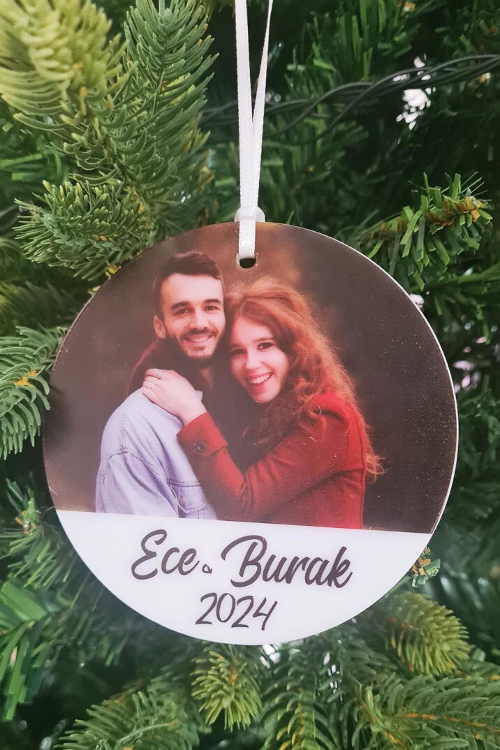 Kişiye Özel Fotoğraflı ve İsimli Yılbaşı Ağacı Süsü , Dikiz Aynası ve Çam Ağaç Süsü - 1