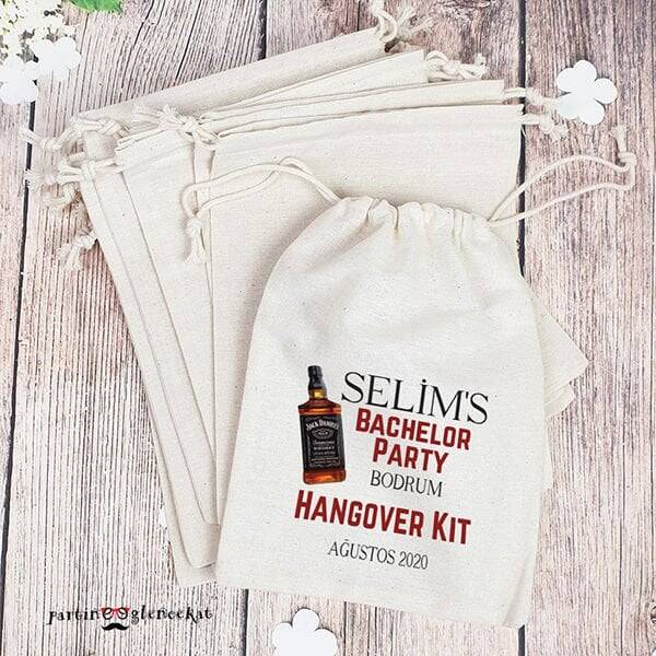 Kişiye Özel Viski Şişesi Baskılı Bachelor Party Hangover Kit - 1