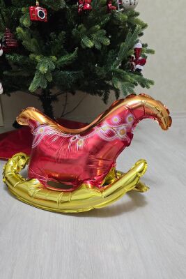 Kızak Folyo Balon Yılbaşı Balonu Noel Baba Kızağı Balon Yılbaşı Süsü - 2