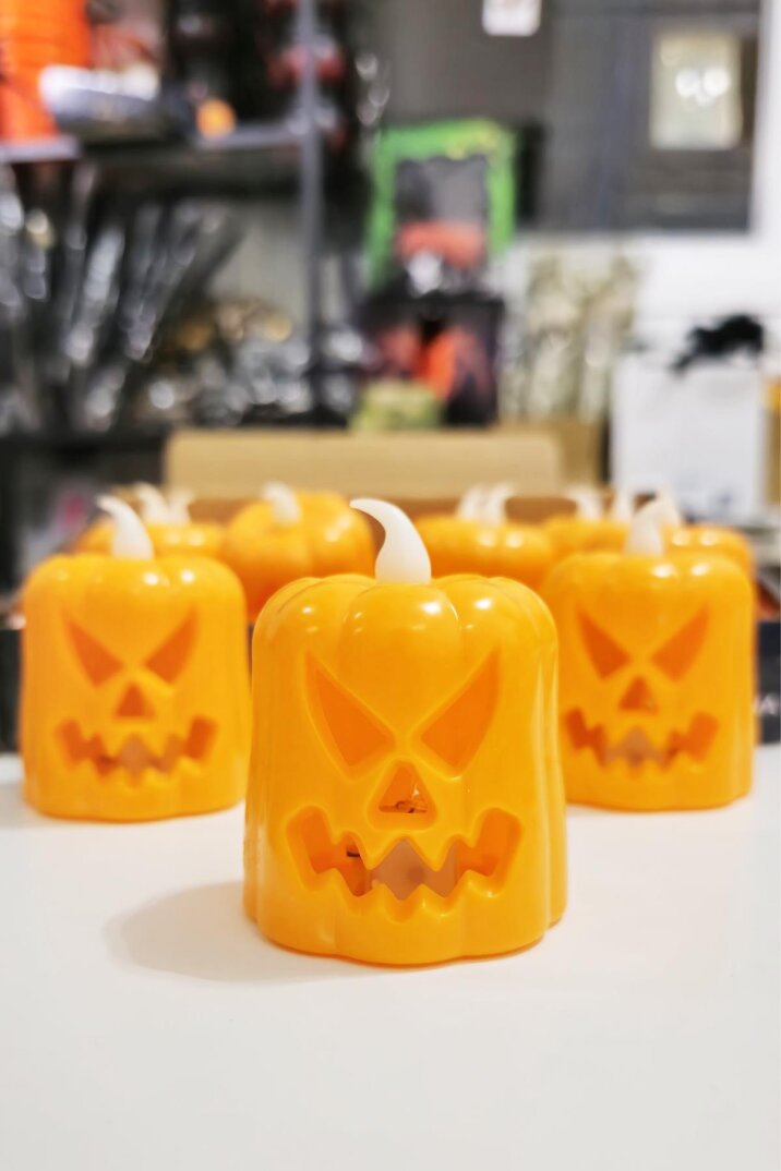 Korkunç Balkabağı Işık Halloween Işıklı Süsler Cadılar Bayramı Masa Üstü Işıklı Süsler 3lü Set - 1