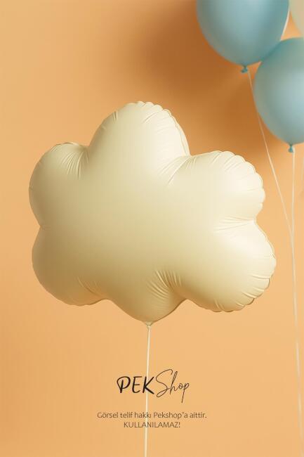 Krem Bulut Folyo Balon Retro Bulut Balon - 2
