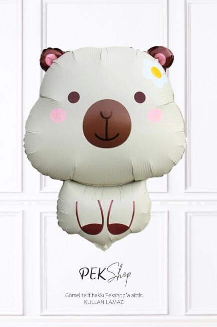 Krem Capybara Folyo Balon Kapibara Şekilli Balon KREM - 2