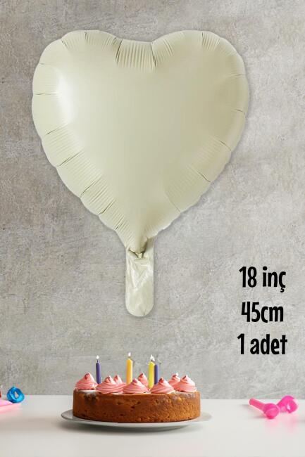Krem Kalp Folyo Balon Deniz Kumu Renk Retro Kalp Balon 18" 45cm
