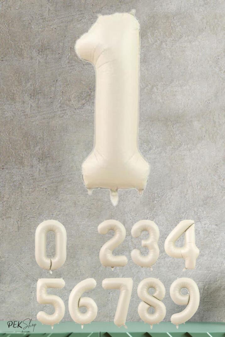 Krem Renk Rakam Folyo Balon - 1