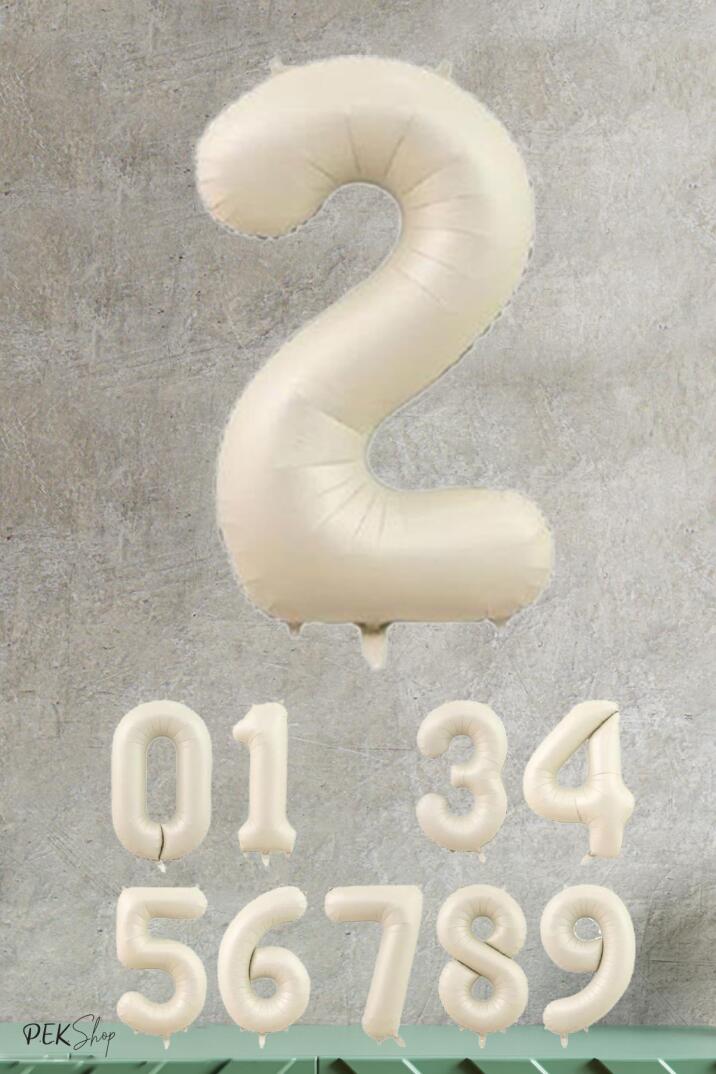 Krem Renk Rakam Folyo Balon - 3