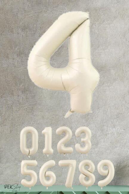 Krem Renk Rakam Folyo Balon - 5