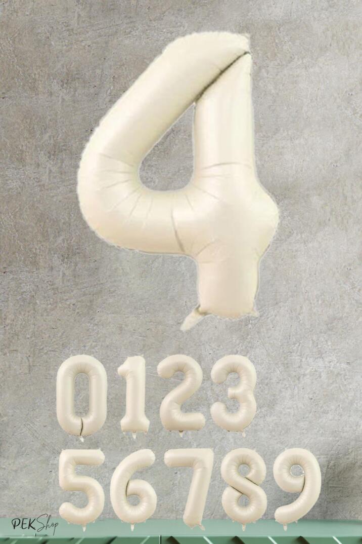 Krem Renk Rakam Folyo Balon - 5