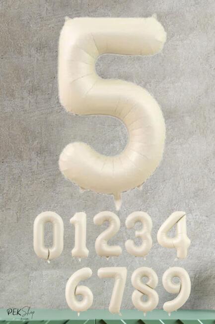Krem Renk Rakam Folyo Balon - 6