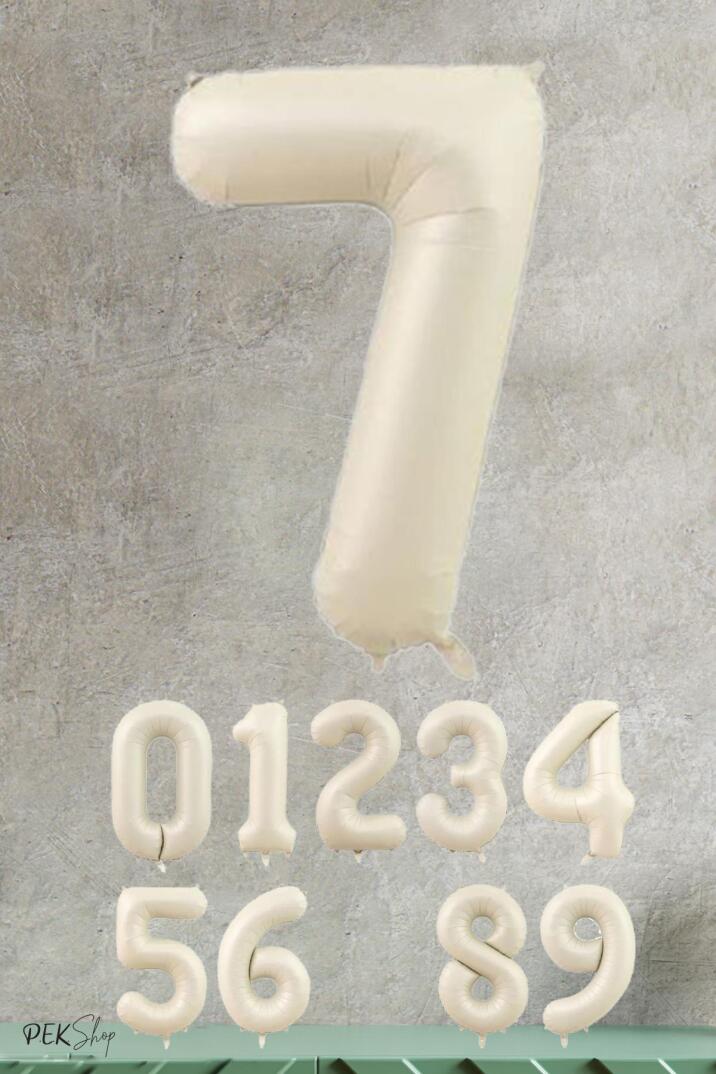 Krem Renk Rakam Folyo Balon - 8
