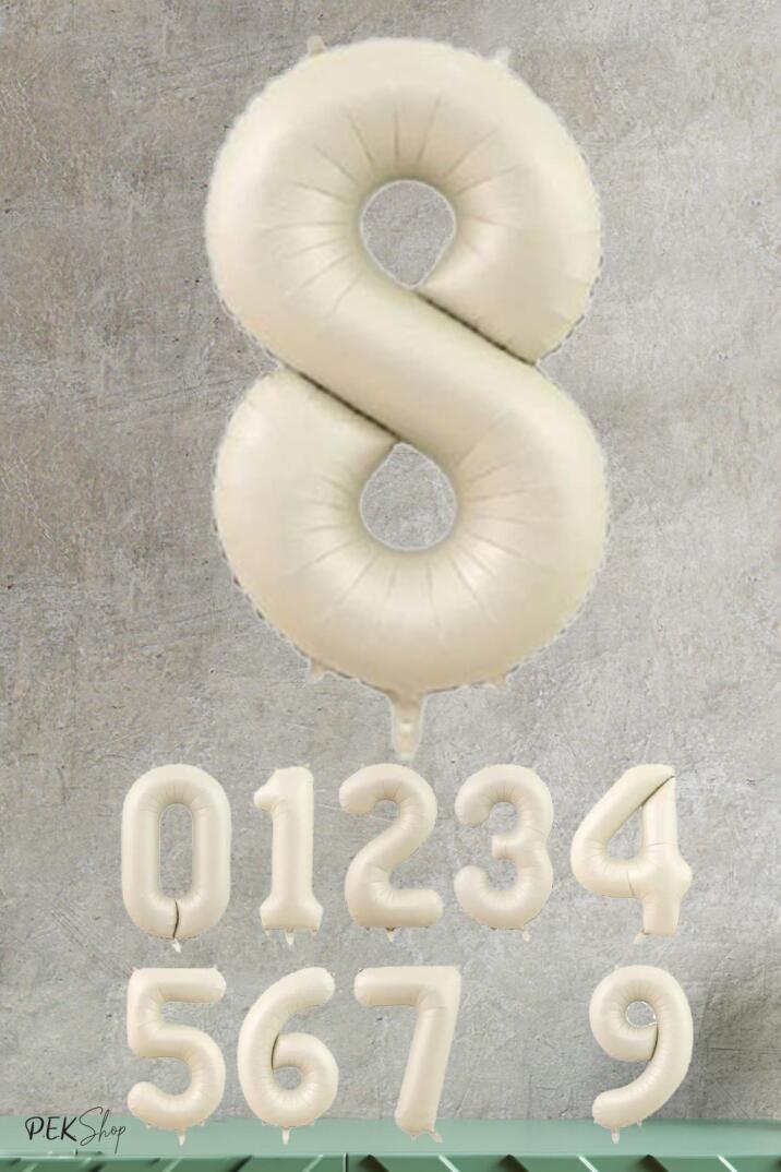 Krem Renk Rakam Folyo Balon - 9