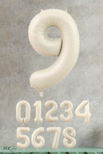 Krem Renk Rakam Folyo Balon - 10