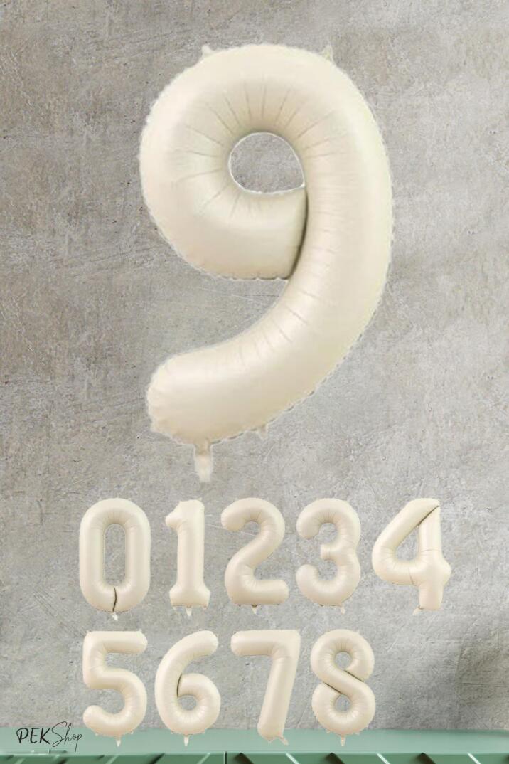 Krem Renk Rakam Folyo Balon - 10