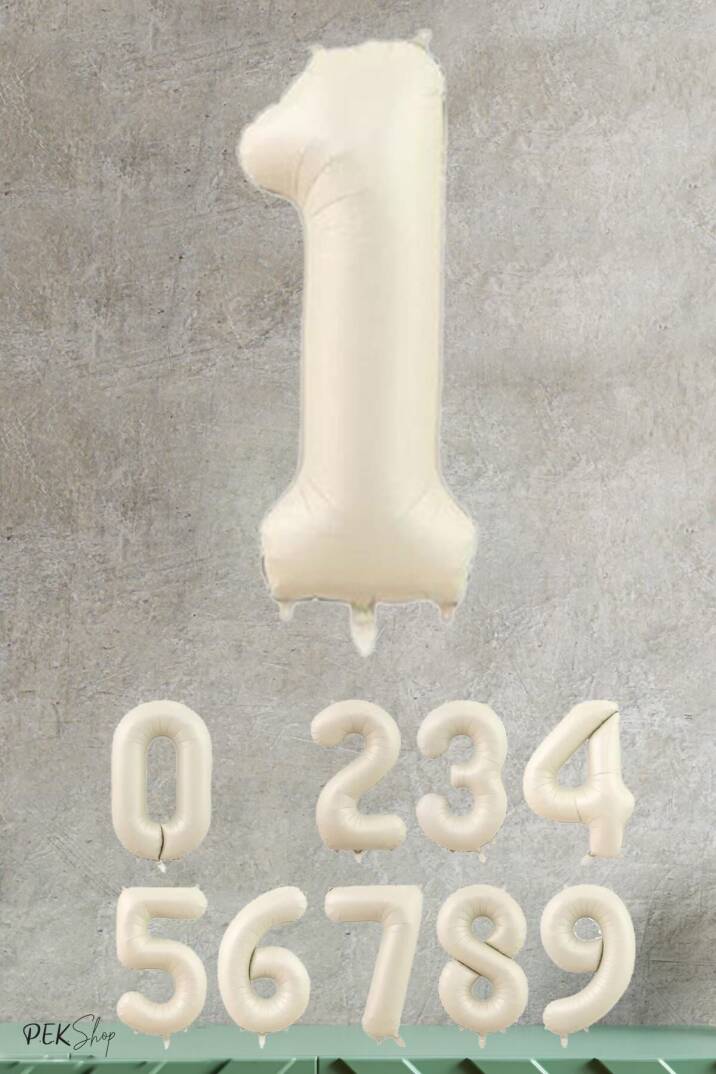 Krem Renk Rakam Folyo Balon - 1