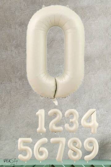 Krem Renk Rakam Folyo Balon - 2