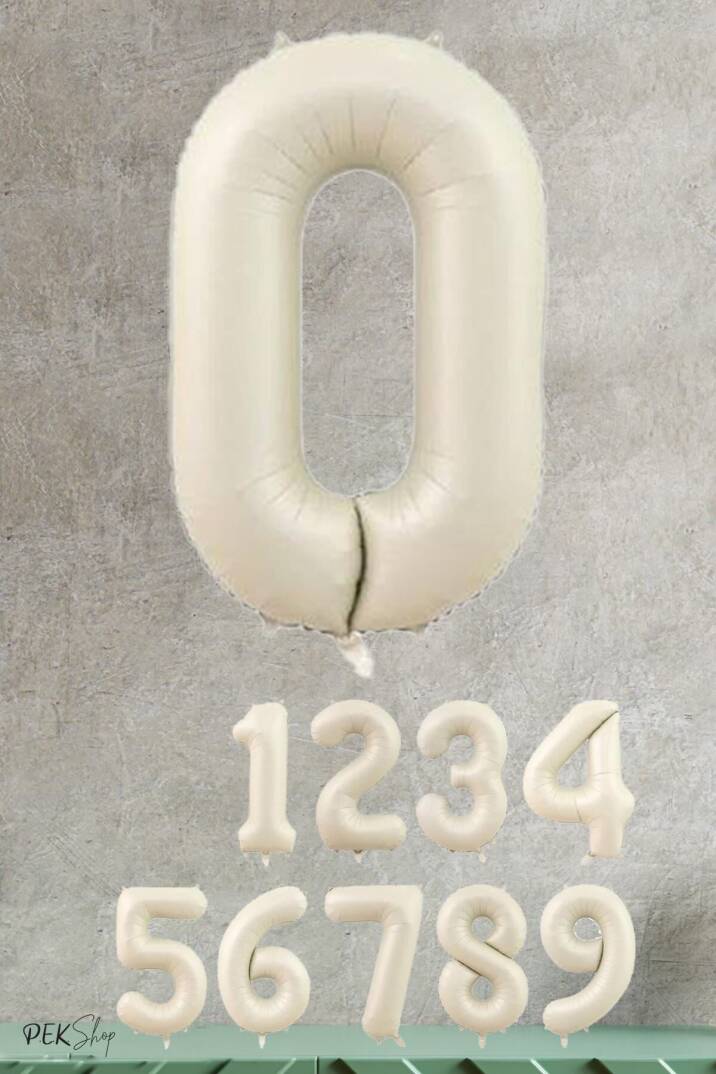 Krem Renk Rakam Folyo Balon - 2