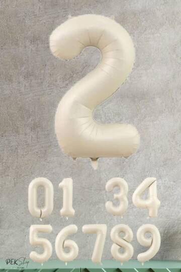 Krem Renk Rakam Folyo Balon - 3