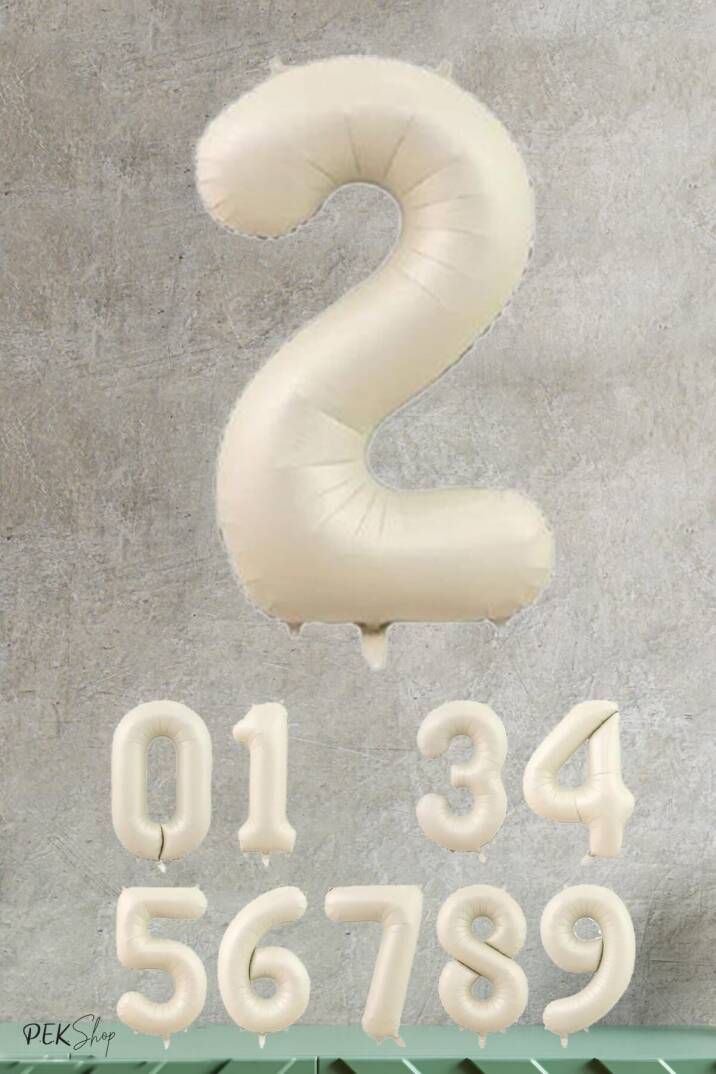 Krem Renk Rakam Folyo Balon - 3
