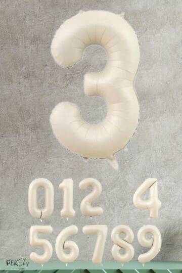 Krem Renk Rakam Folyo Balon - 4