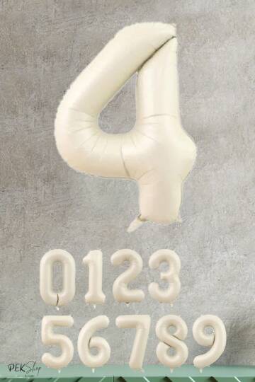 Krem Renk Rakam Folyo Balon - 5