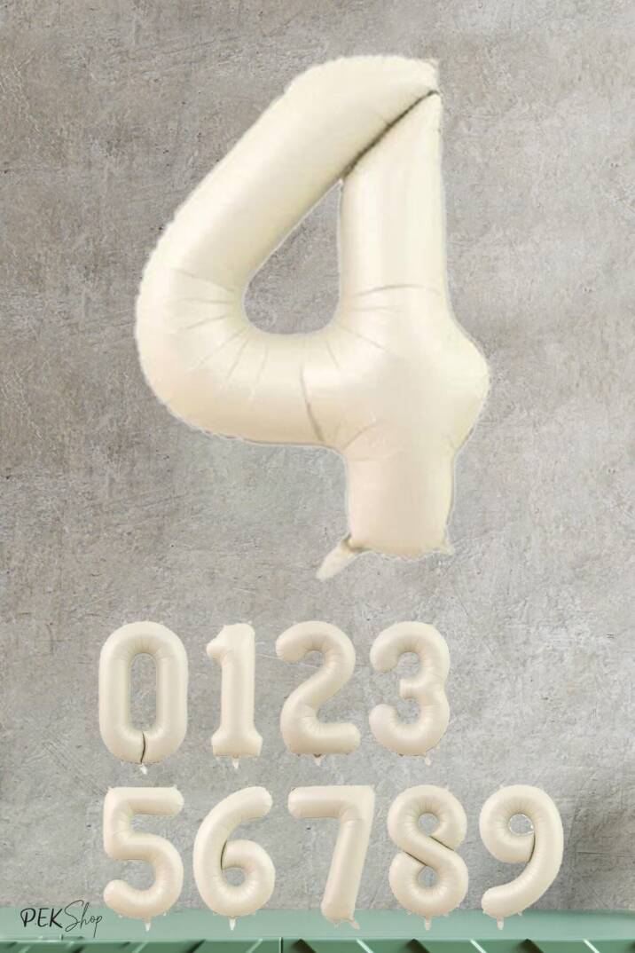 Krem Renk Rakam Folyo Balon - 5