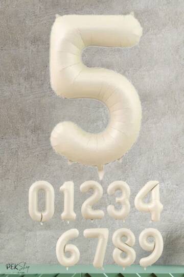 Krem Renk Rakam Folyo Balon - 6