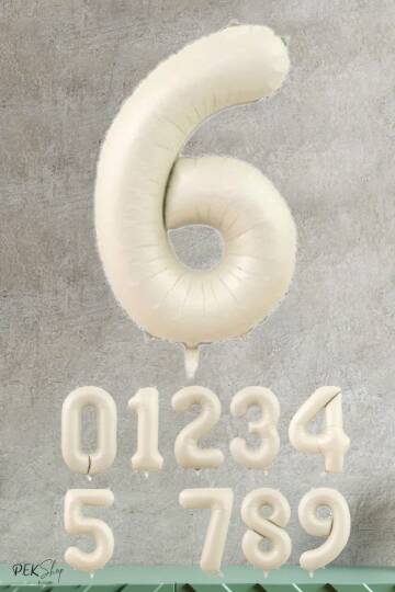 Krem Renk Rakam Folyo Balon - 7