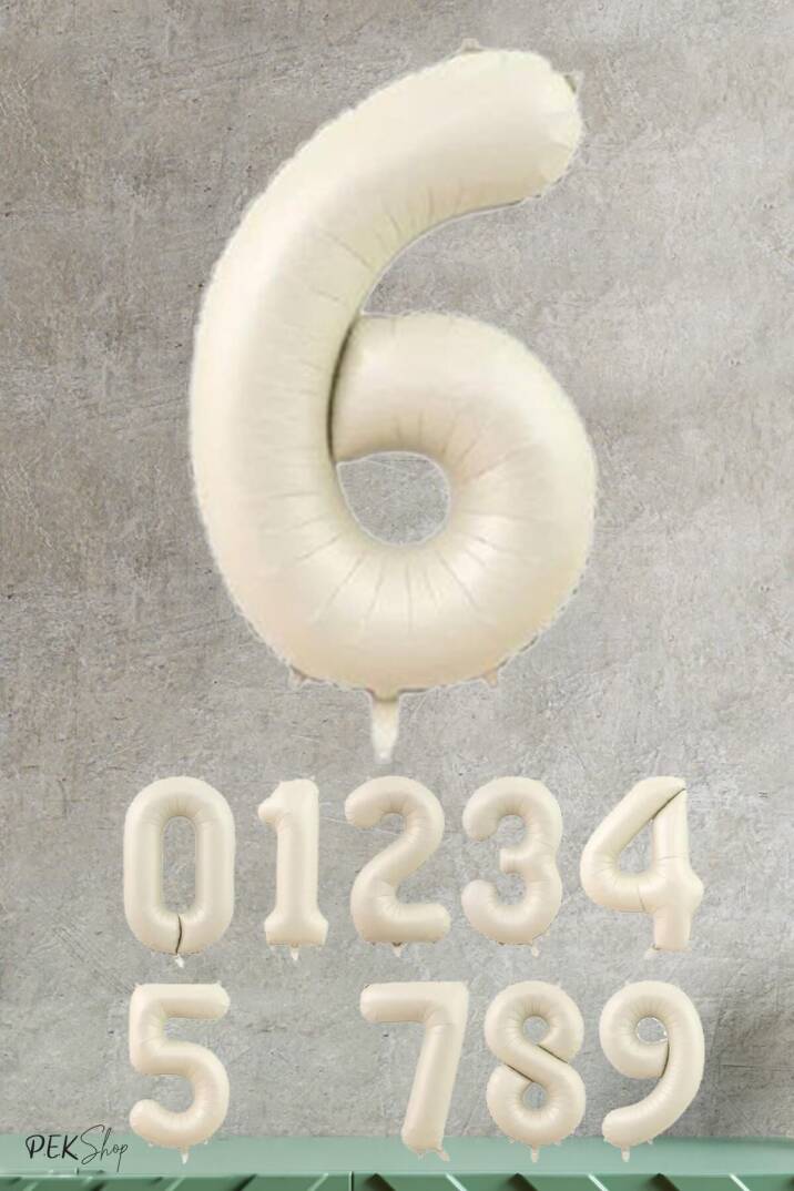 Krem Renk Rakam Folyo Balon - 7