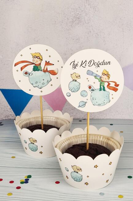 Küçük Prens Konsept Kürdan Süsleri Cupcake Süsleri Lüks Büyük Boy 10lu Paket - 1