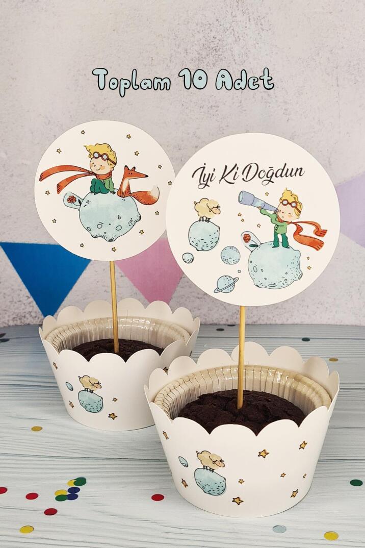 Küçük Prens Konsept Kürdan Süsleri Cupcake Süsleri Lüks Büyük Boy 10lu Paket - 2