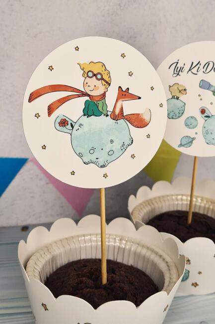 Küçük Prens Konsept Kürdan Süsleri Cupcake Süsleri Lüks Büyük Boy 10lu Paket - 3
