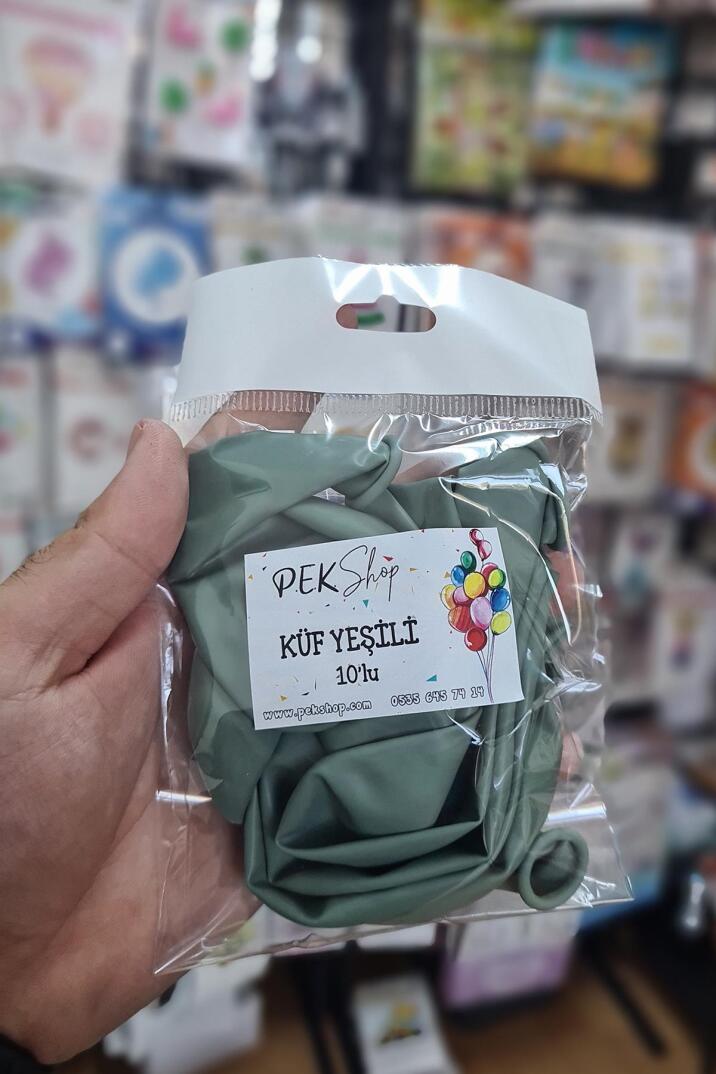 Küf Yeşili Balon 10 Adet - 12 inc 30 cm Parti Balonu - 3