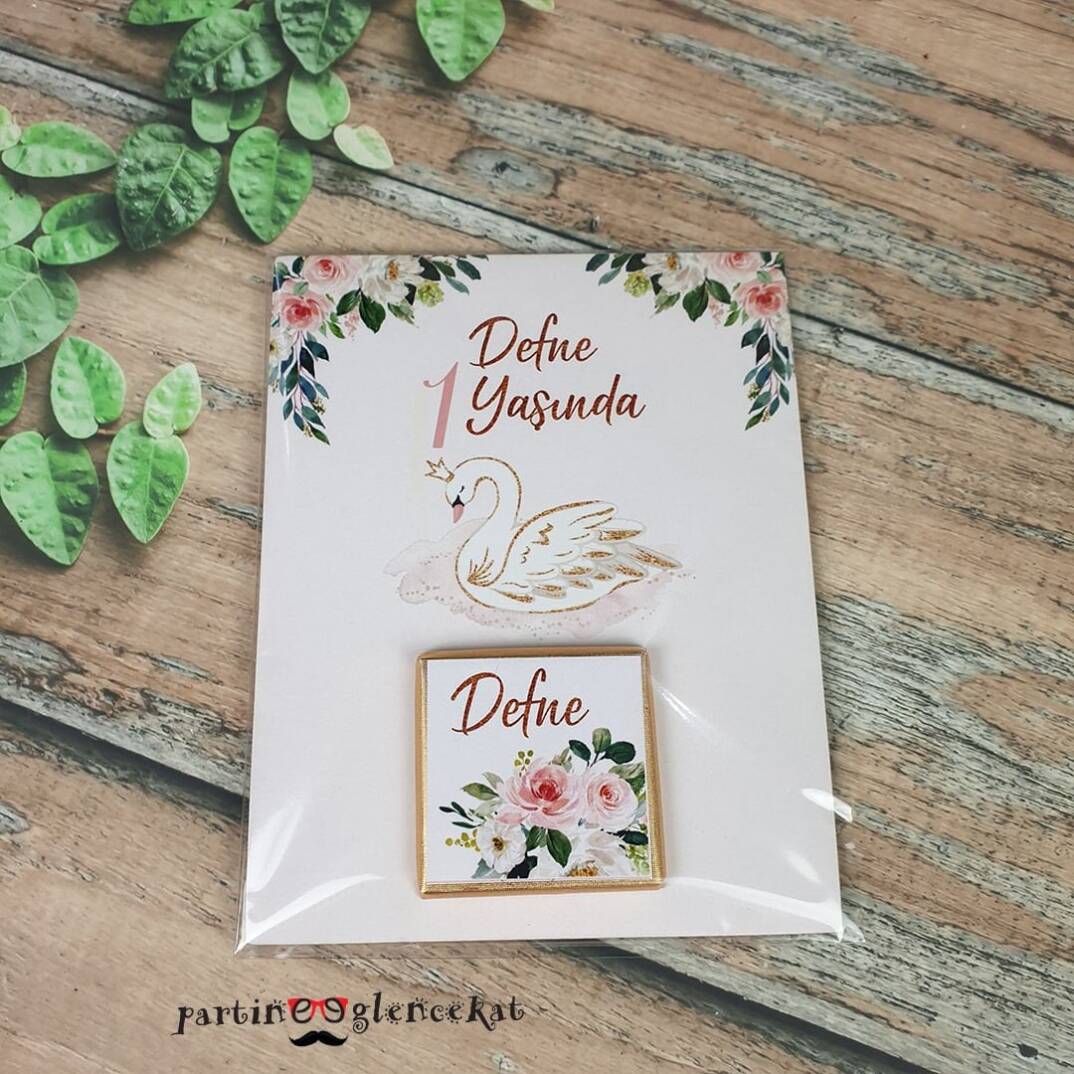 Kuğu Konsept Kartlı Çikolata Hediyelik - 1