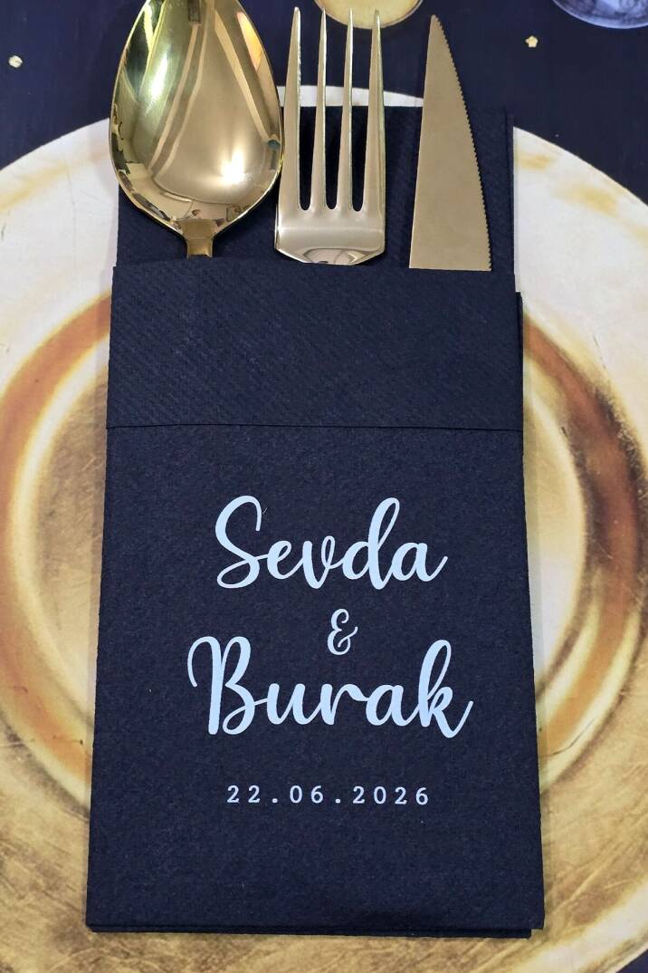 Kumaş Dokulu Cepli Siyah Peçete İsimli Konsept - 1