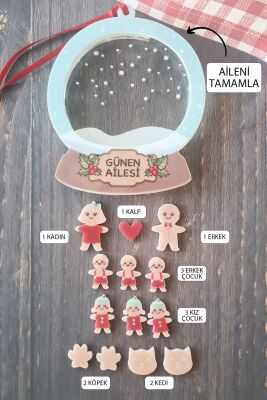 Kurabiye Adam Ailesi Kişiye Özel Yılbaşı Ağaç Süsü Gingerbread Family Dikiz Ayna Süsü - 2
